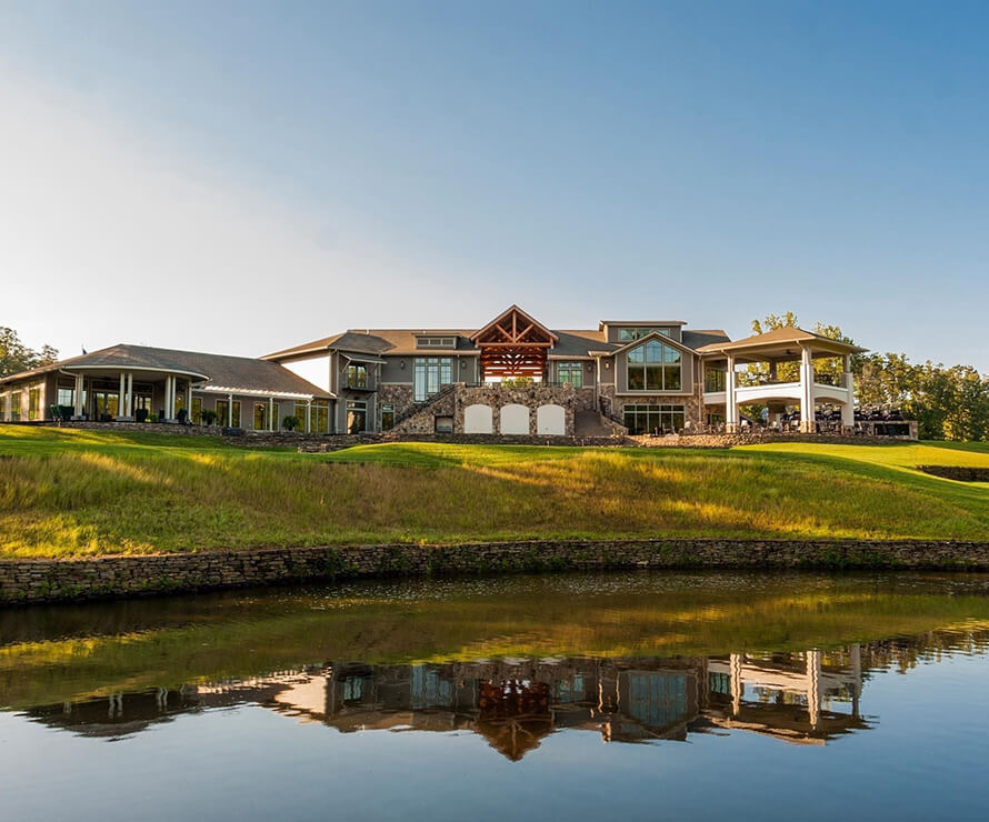 clubhouse reflected in water